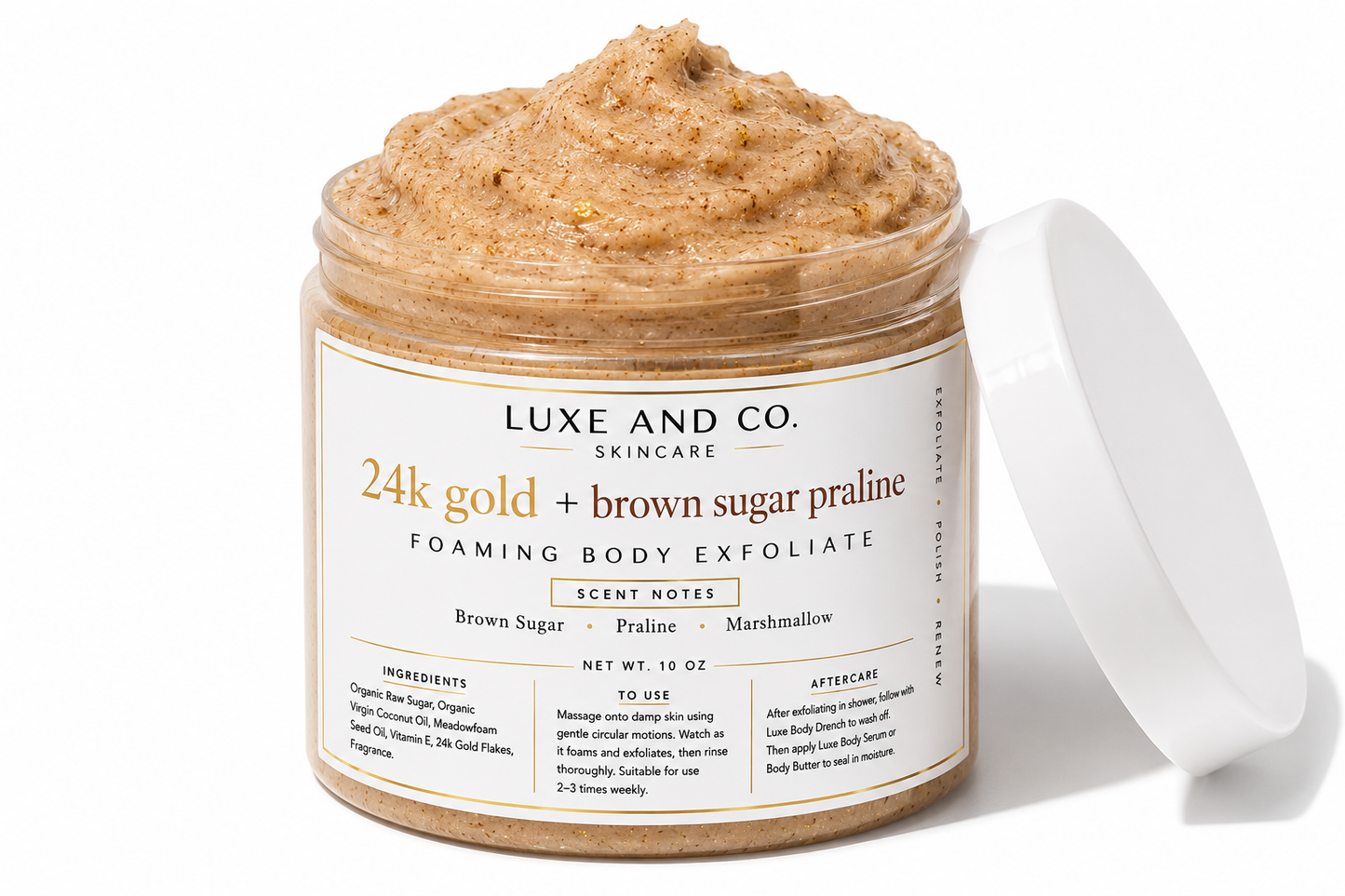 24k gold + brown sugar praline Foaming Body Exfoliate