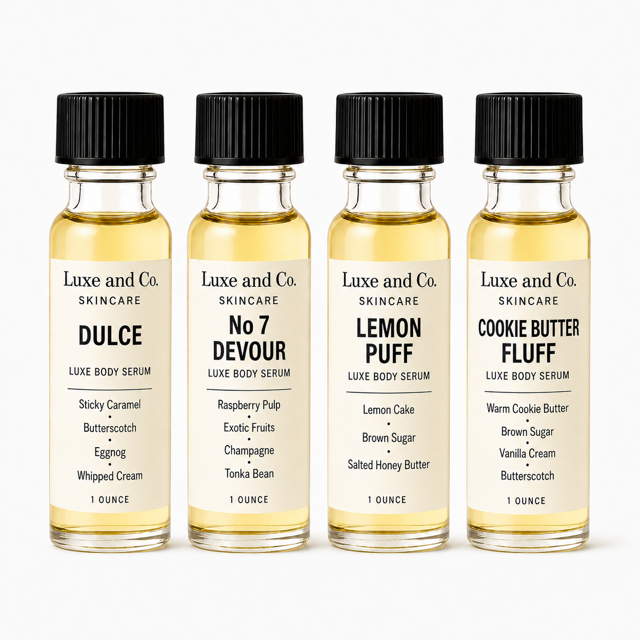 Gourmands Body Serum Tasting Flight – 4-Piece SAMPLE Set